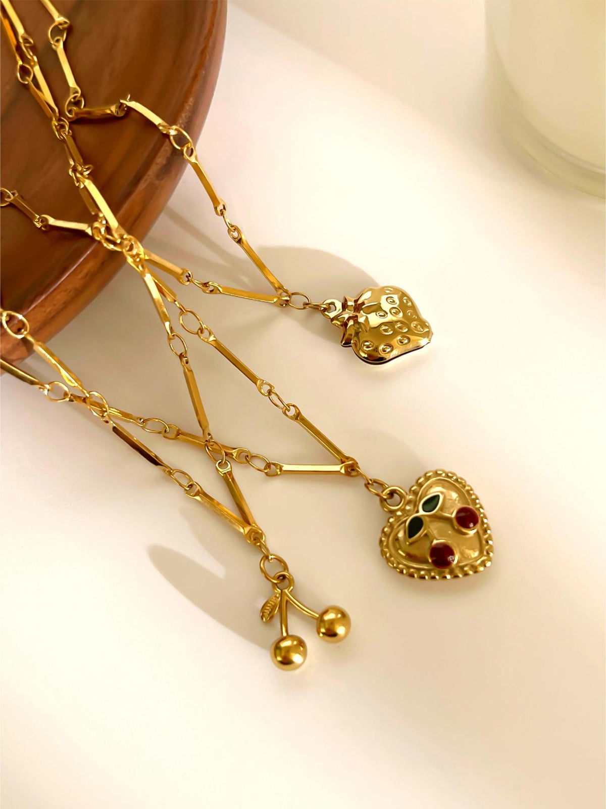 Golden Love Heart Stainless Steel Diamond Heart Necklace