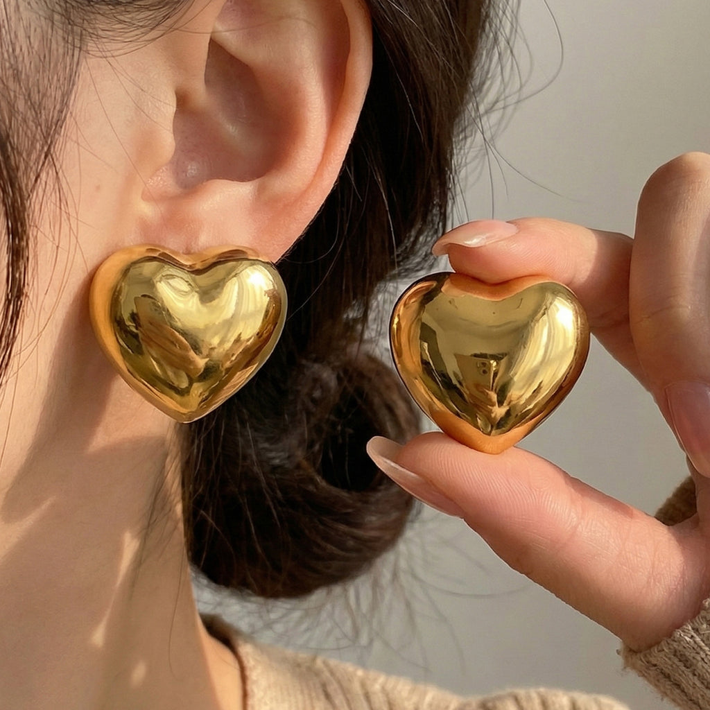 Earrings5# Stainless Steel Heart-shaped Earrings