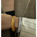 Fashion Gold Width 1.2cm (rim 6cm) Titanium Steel Elastic Snake Bone Bracelet