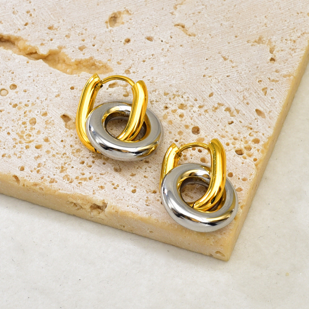 Gold Stainless Steel Hoop Earrings