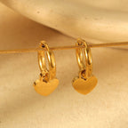 Gold Stainless Steel Heart-shaped Earrings