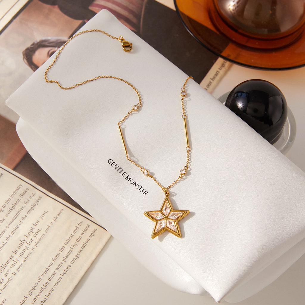Necklace #2 Stainless Steel Diamond-encrusted Round Necklace