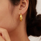 Gold Titanium Steel Round Earrings