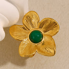 Exaggerated Flower Open Ring-gold Stainless Steel Flower Open Ring