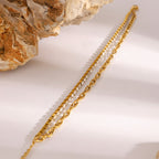 Gold Stainless Steel Diamond Claw Chain Bracelet
