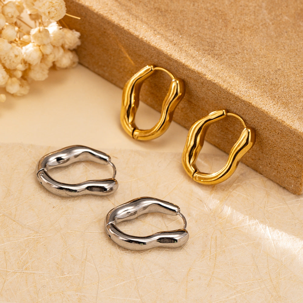 Gold Stainless Steel Irregular Earrings