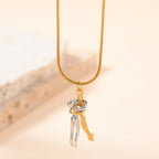 Dz563 - Gold (small) Titanium Steel Two-tone Hugging Necklace