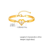 Gold Stainless Steel Diamond-encrusted Heart Bracelet