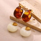Earring #6 Irregular Resin Amber 18k Steel Earrings