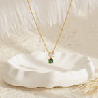 April + Transparency Titanium Steel Diamond-encrusted Teardrop Necklace