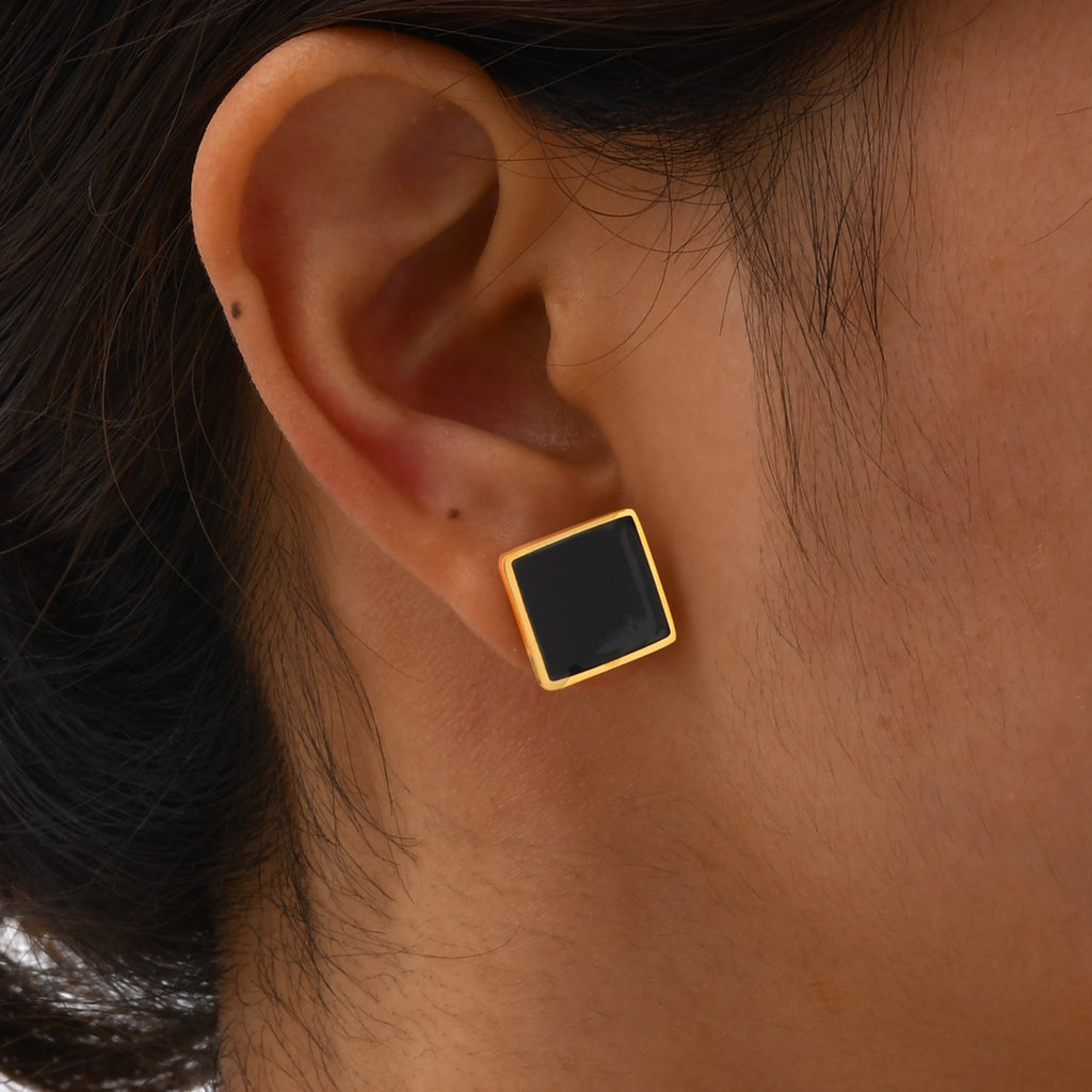 A Pair Stainless Steel Square Earrings