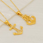 Anchor 3 Stainless Steel Diamond Anchor Necklace
