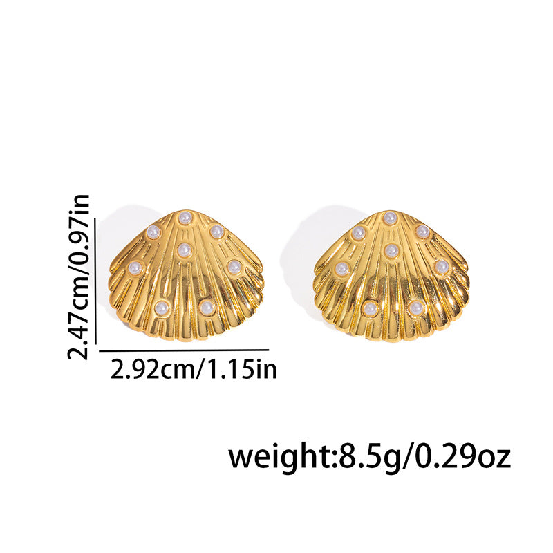 Gold And Silver Color-blocked Flower Earrings Titanium Steel Teardrop-shaped Earrings