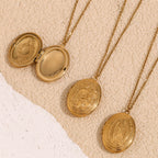 Daisy Locket Pendant Necklace - Gold Stainless Steel Gold Plated Double Sided Daisy Necklace