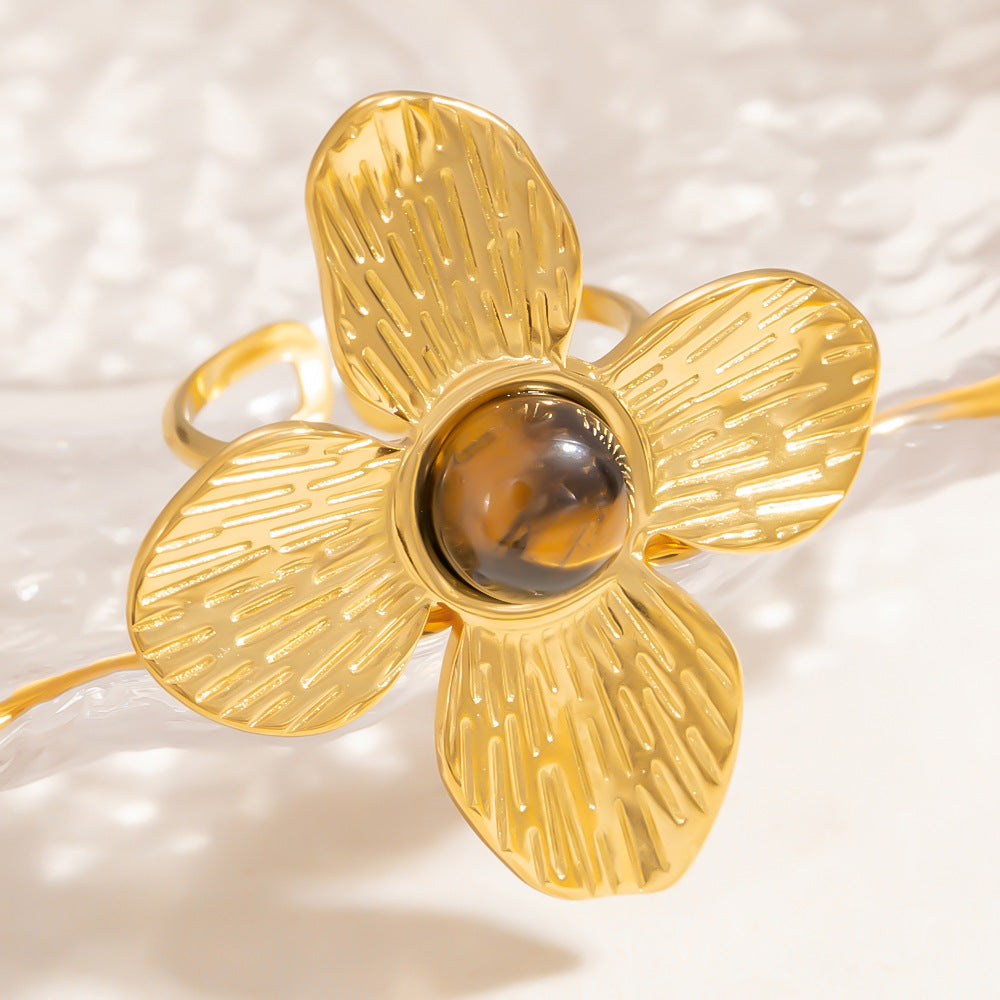 Ring1# Stainless Steel Flower Ring