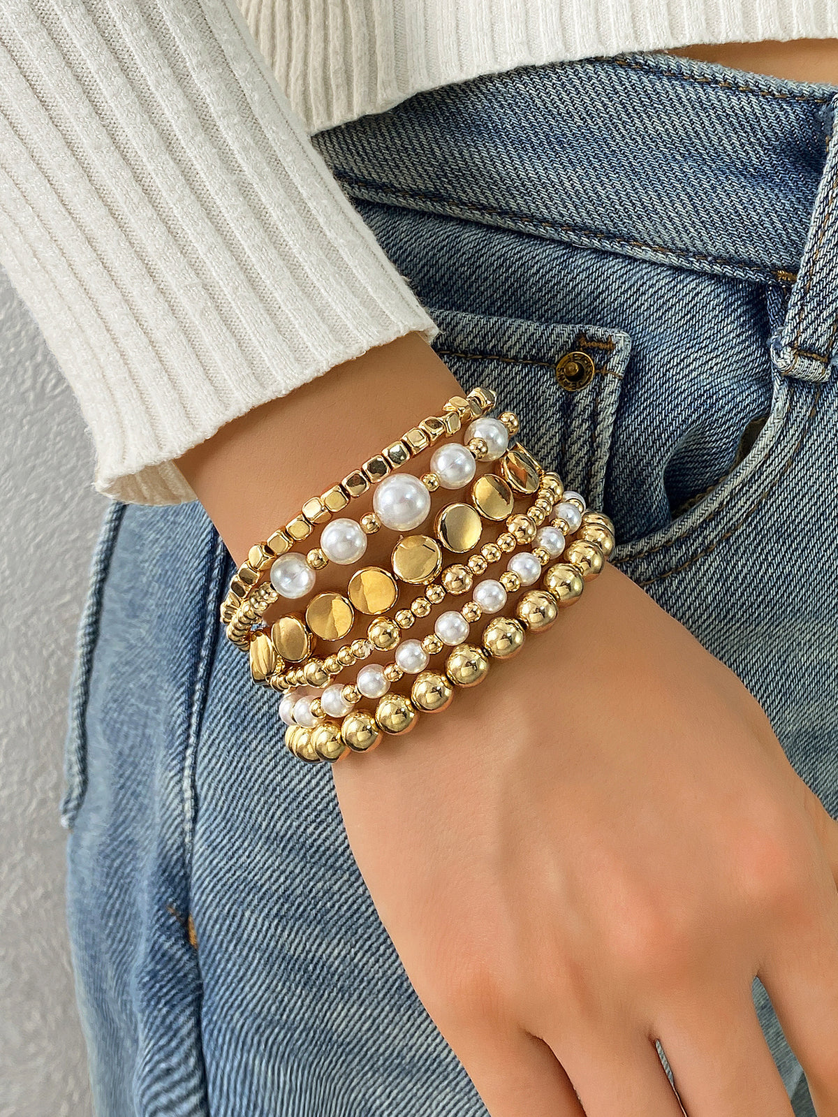 Set 1# Alloy Beaded Bracelet Set