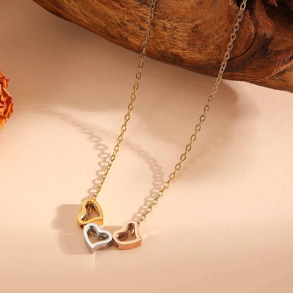 Golden Heart Necklace Stainless Steel Openwork Heart Necklace