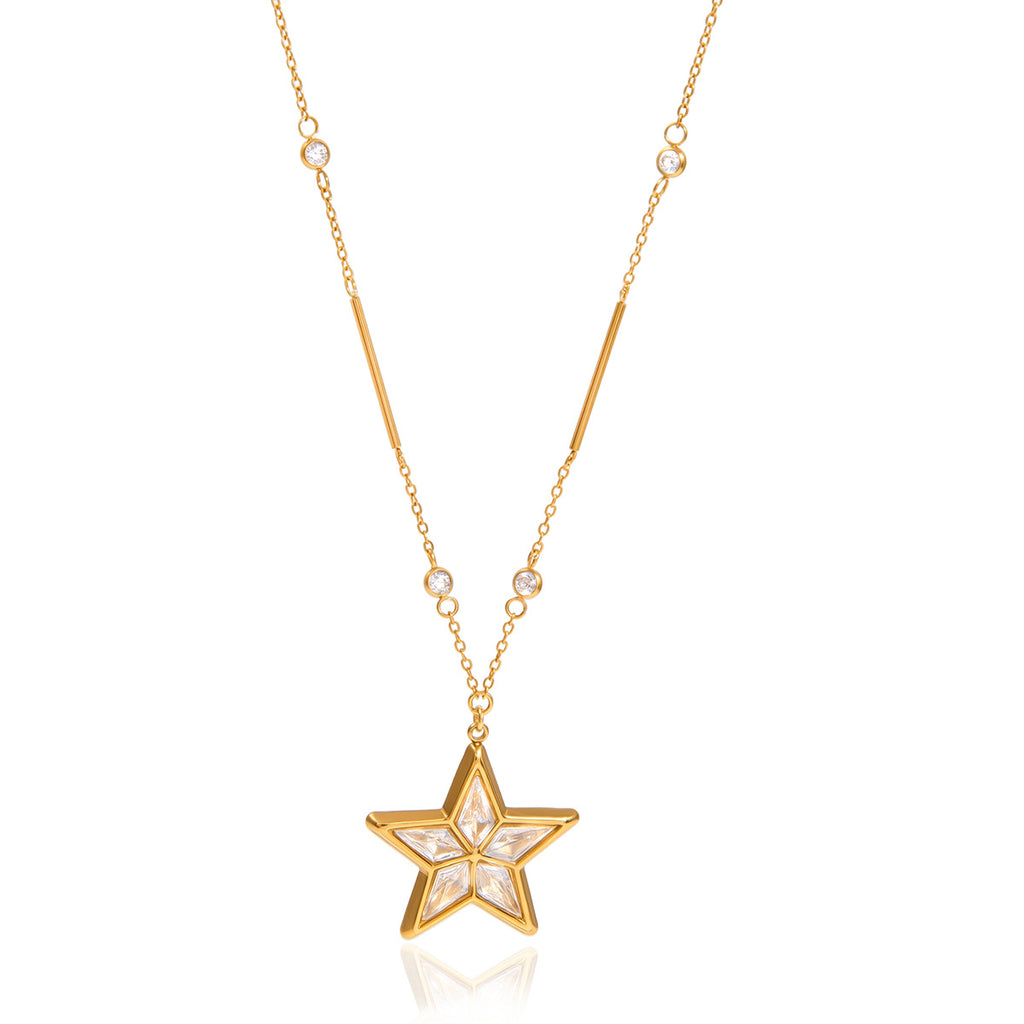Necklace #2 Stainless Steel Diamond-encrusted Round Necklace