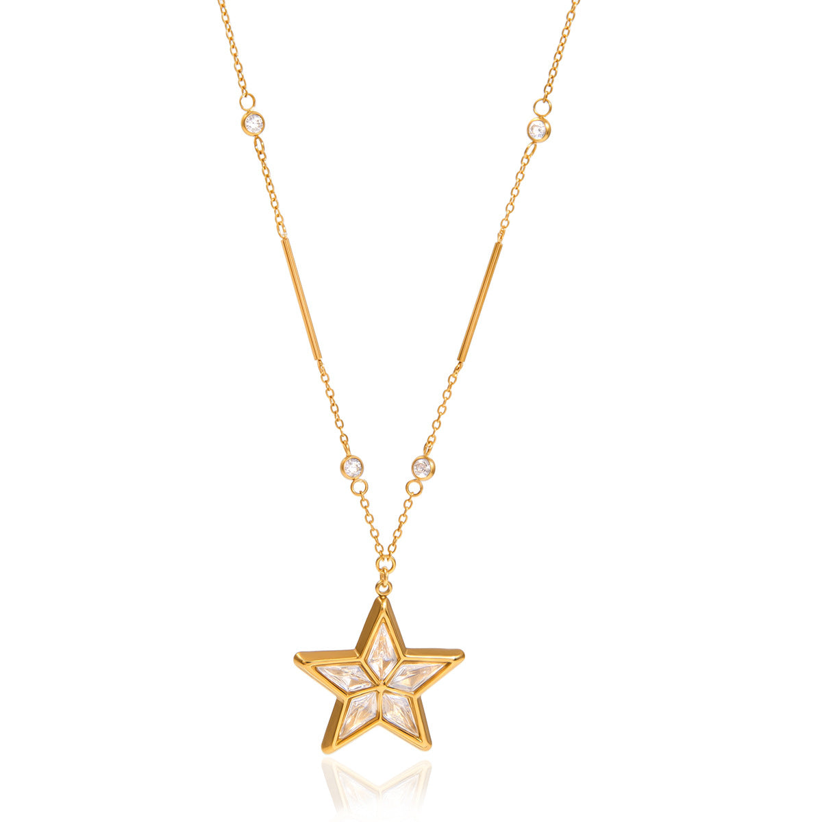 Necklace #2 Stainless Steel Diamond-encrusted Round Necklace