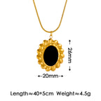 Gold + Black Oval Lace Titanium Steel Oval Necklace