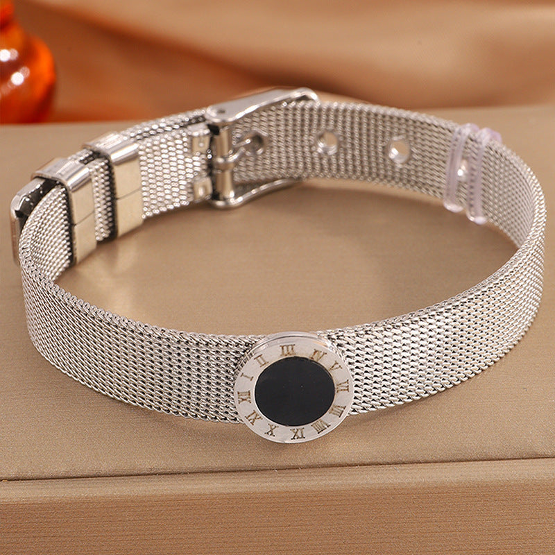 Silver Roman Shell Strap Stainless Steel Watch Straps And Bracelets