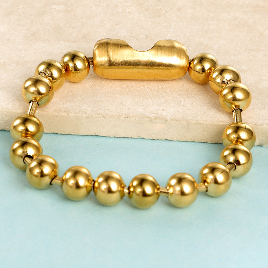 Steel Color Stainless Steel 8mm Bead Chain Hip Hop Bracelet