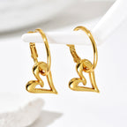 Gold Sweet And Cute Hollow Heart-shaped Earrings With Gold-plated Heart Pendant Unique Design Perfect For Everyday Wear.
