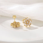Gold Stainless Steel Snowflake Earrings Inlaid With Zircon