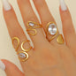 02 Gold (10*12) Irregular Zircon Inlaid Stainless Steel Ring