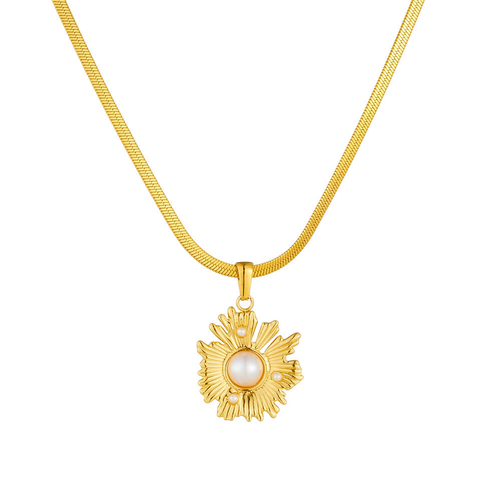 Gold Stainless Steel Flower Necklace