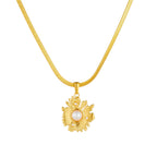 Gold Stainless Steel Flower Necklace