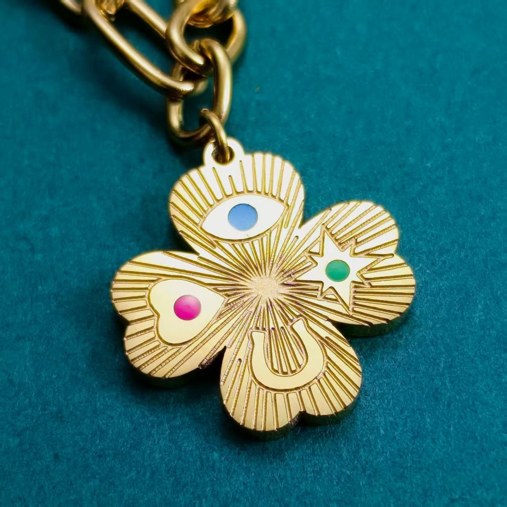 Gold Stainless Steel Four-leaf Clover Necklace