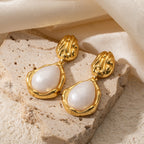 White Teardrop Earrings Titanium Steel Teardrop Earrings