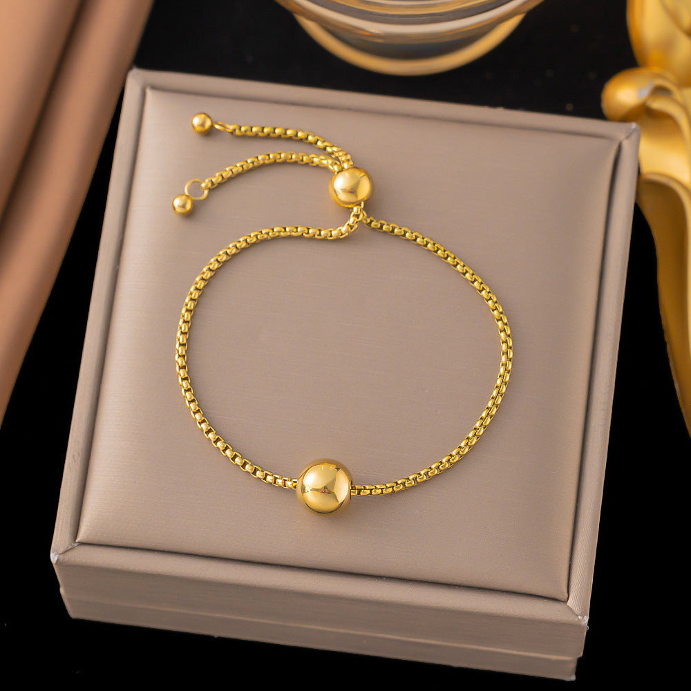 White Pearl Heart Earrings Gold Zircon Clover Steel Necklace Bracelet Set