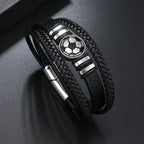 Black 23cm Multi-layer Braided Football Magnetic Buckle Men's Bracelet