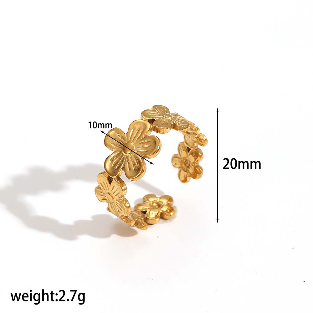 Ring 6# Stainless Steel Flower Ring