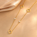 Diamond Four-leaf Clover Necklace Stainless Steel Diamond Petal Necklace