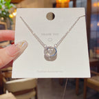 Silver Titanium Steel Diamond-encrusted Irregular-shaped Necklace