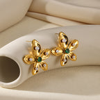 Earring 1# Stainless Steel Pearl Flower Earrings