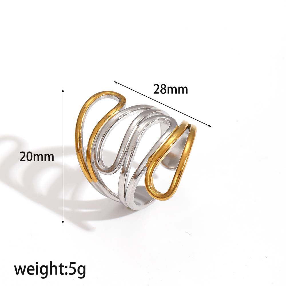 Ring 3# Stainless Steel Irregular Line Ring