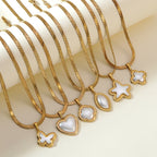Necklace 6 304 Stainless Steel Pearl Butterfly Necklace