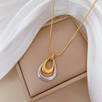 Fashion Gold And Silver Stainless Steel Double Layer Teardrop Necklace