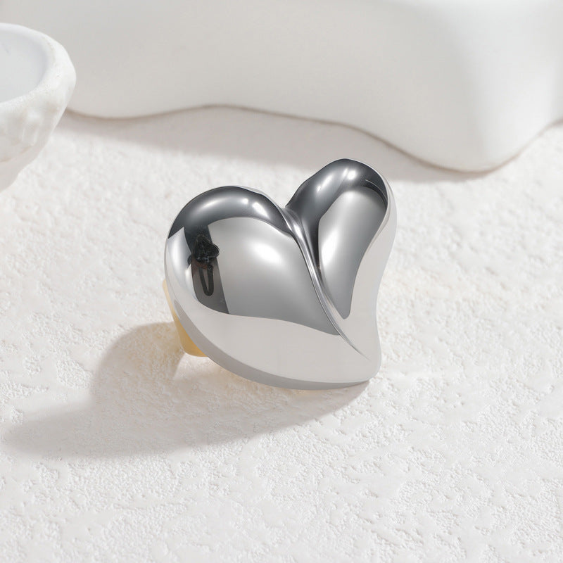 Ring 5# Stainless Steel Heart Ring