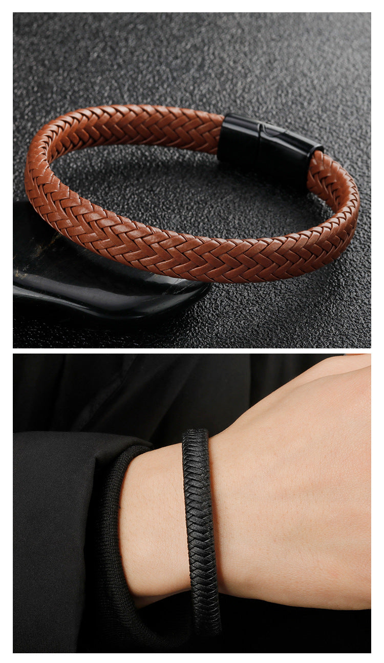 Color Mixing 2 Braided Leather Men's Bracelet