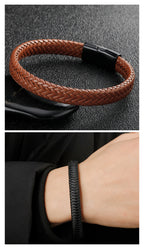Color Mixing 2 Braided Leather Men's Bracelet
