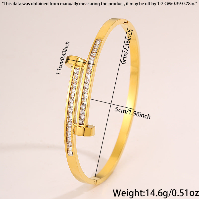 Bracelet #1 Titanium Steel Diamond-encrusted Round Bracelet