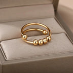 Ring 4# Stainless Steel Beaded Ring