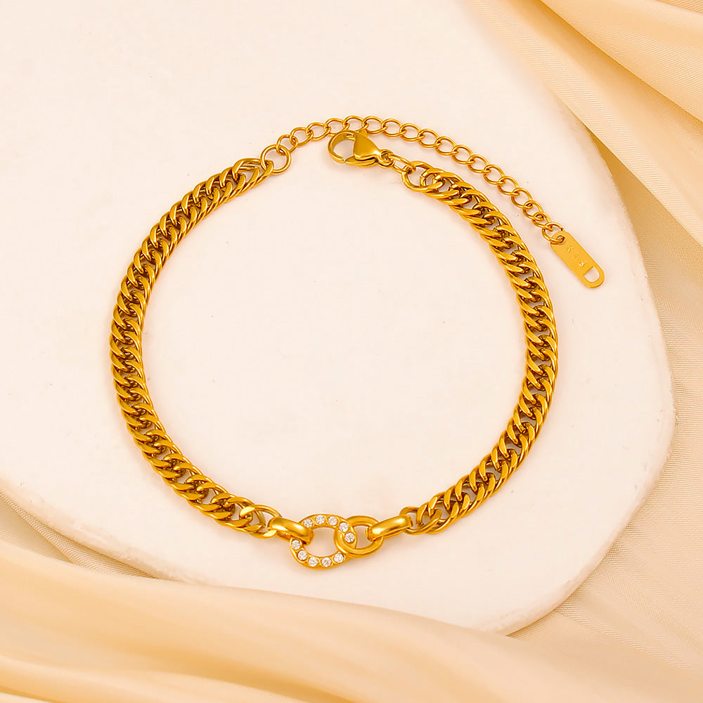 Bracelet #1 Titanium Steel Diamond-encrusted Heart Bracelet