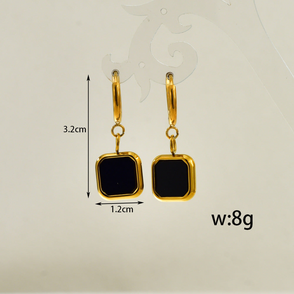 Gold Stainless Steel Square Hoop Earrings
