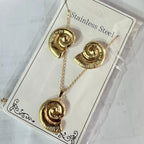 Set 7# Stainless Steel Leaf Necklace And Earring Set